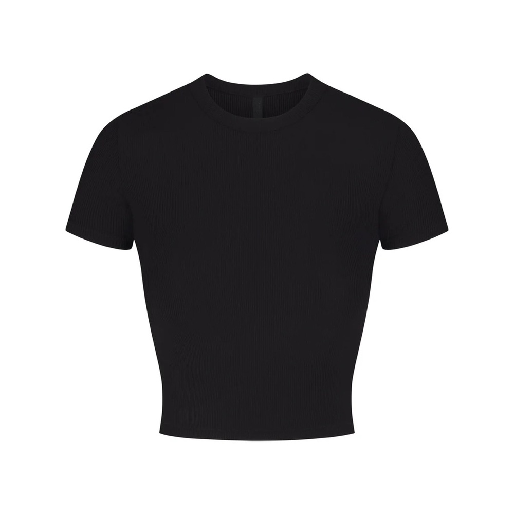 SKIMS SOFT LOUNGE CROPPED TSHIRT ONYX XS